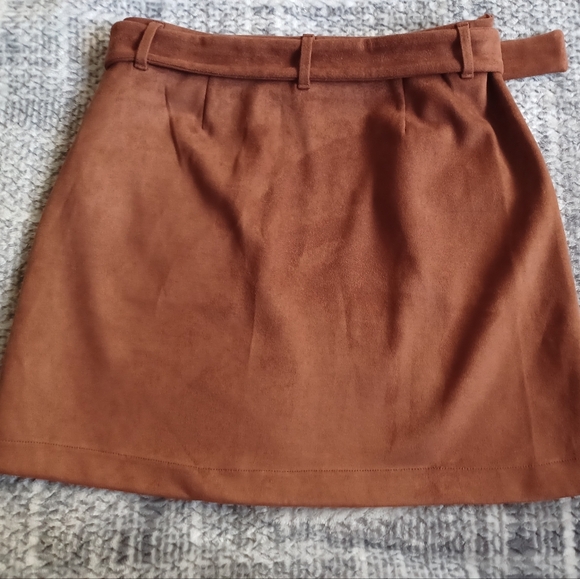 Vero Moda Faux Suede Short Brown Skirt Sz M Academia Preppy Soft Girl - Picture 8 of 8